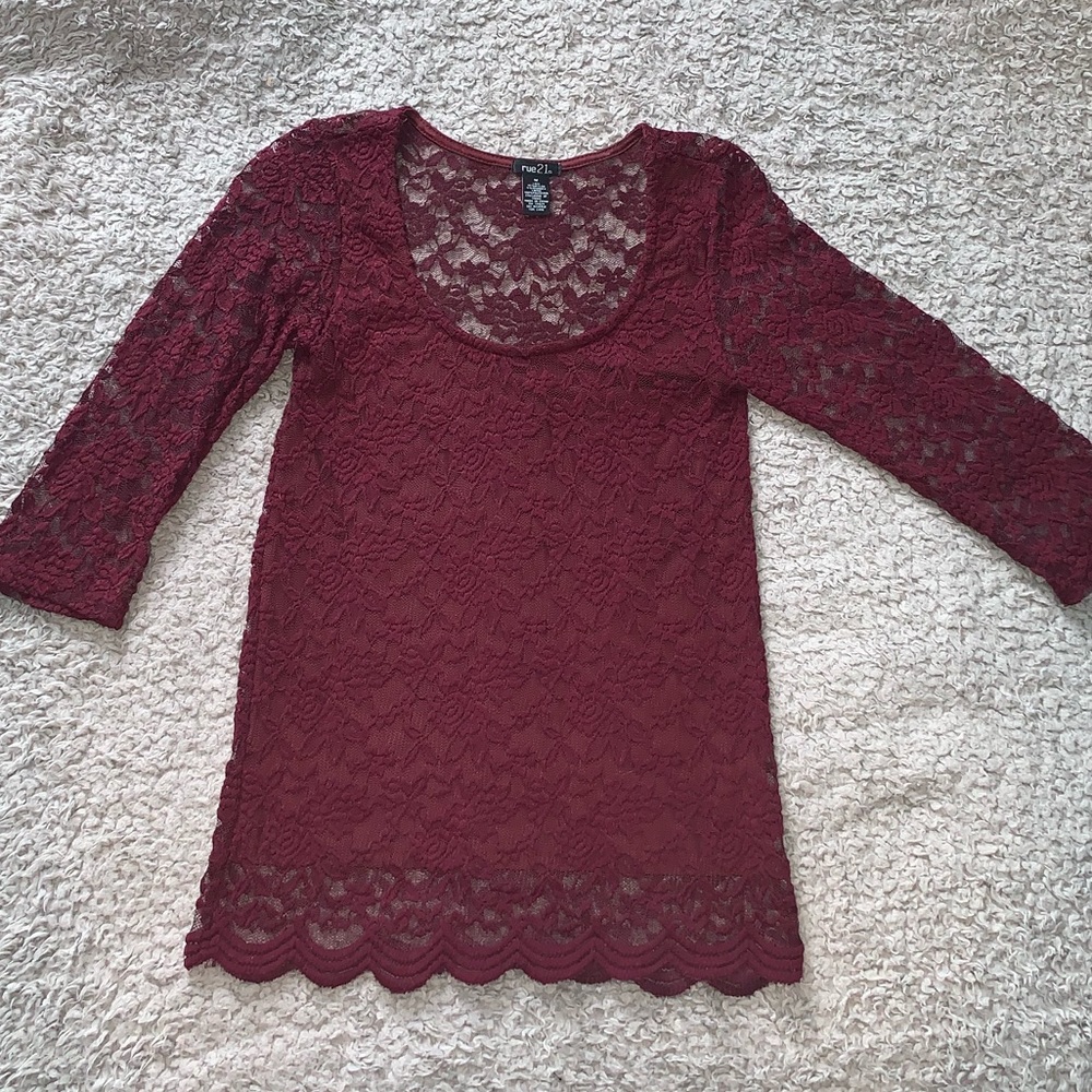 Rue21 Lace Maroon Shirt